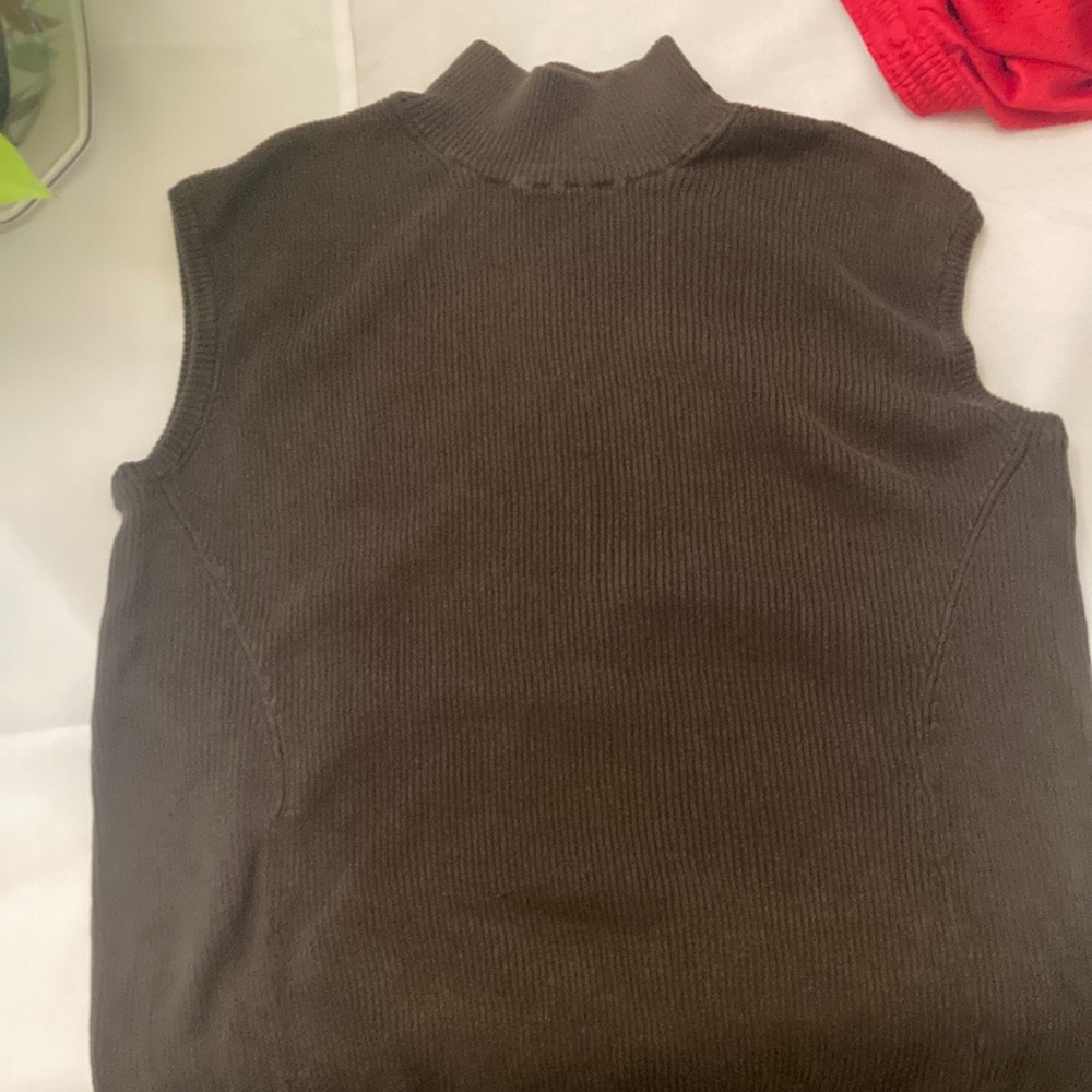 Ribbed Sleeveless Turtleneck Sweater